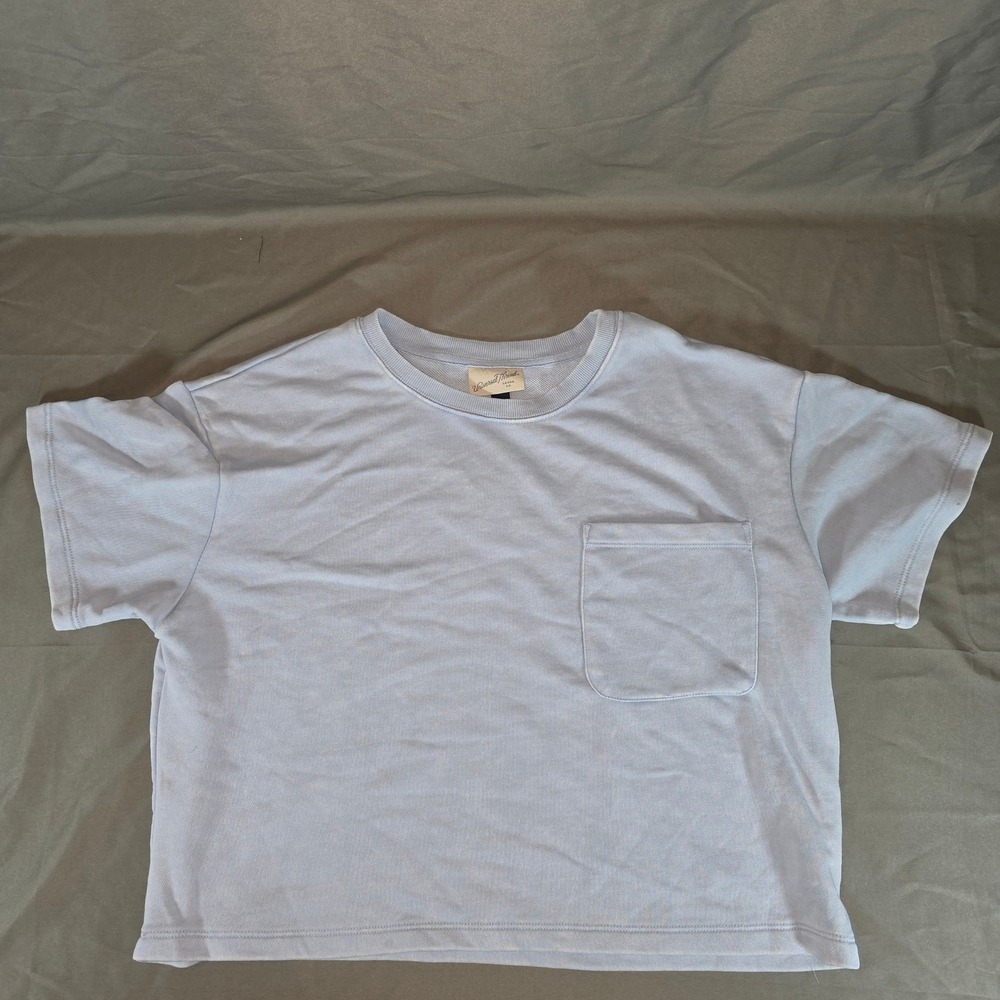 Universal Thread Womens Light Blue Short Sleeve Pocket Sweatshirt Large NWT